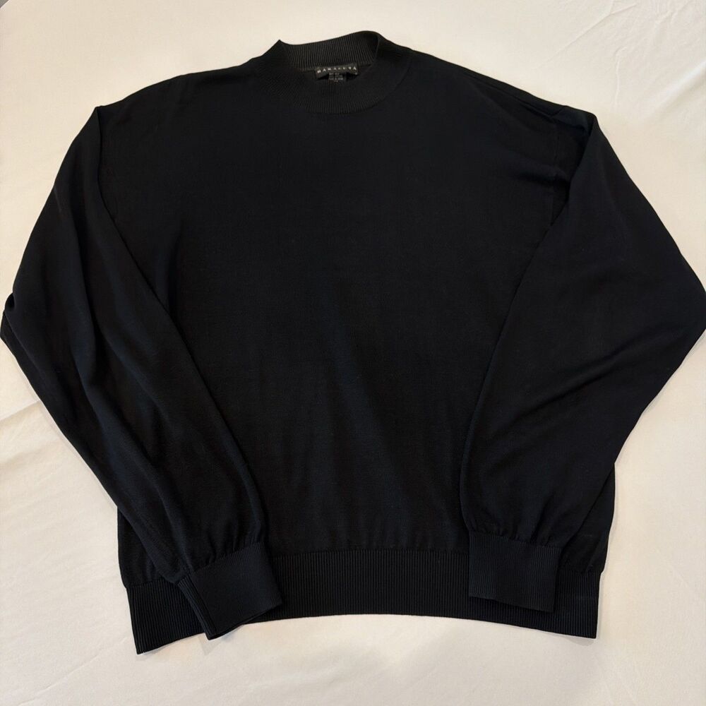 Vtg Baracuta Knit Sweater Silk Blend Mock Neck Mens XXL Black Pullover Classic - Picture 11 of 11